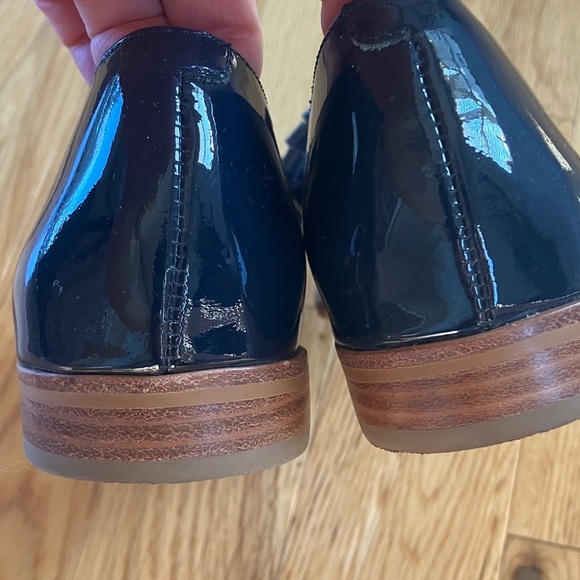 Talbots Sleek Navy Patent Leather Loafers with Fringe Detail - Picture 5 of 6